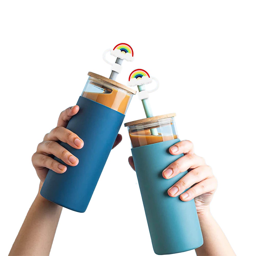 10Pcs Silicone Straw Covers Cute Straw Caps Straw Tips Silicone Straw Lid for 8 mm Straws