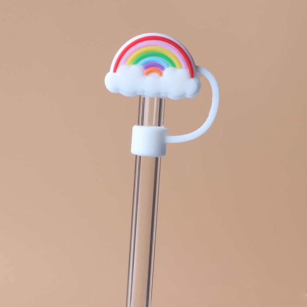 20Pcs Silicone Straw Covers and Glass Straws Set Straw Cap with 2 Cleaning Brush