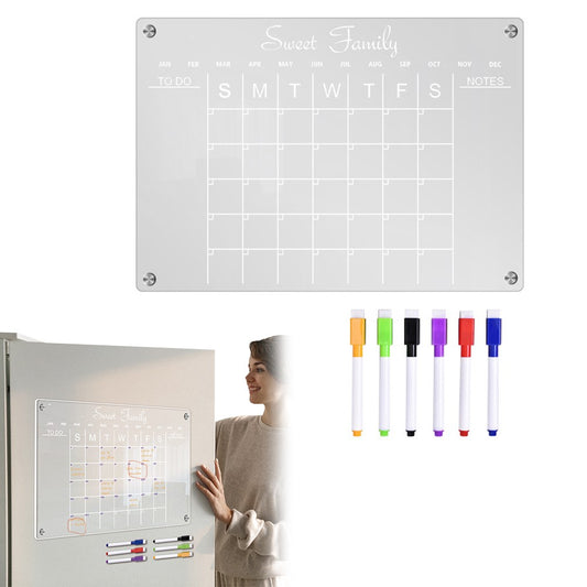 A3 Magnetic Dry Erase Monthly Calendar for Fridge Erasable Acrylic Whiteboard with 6 Pens