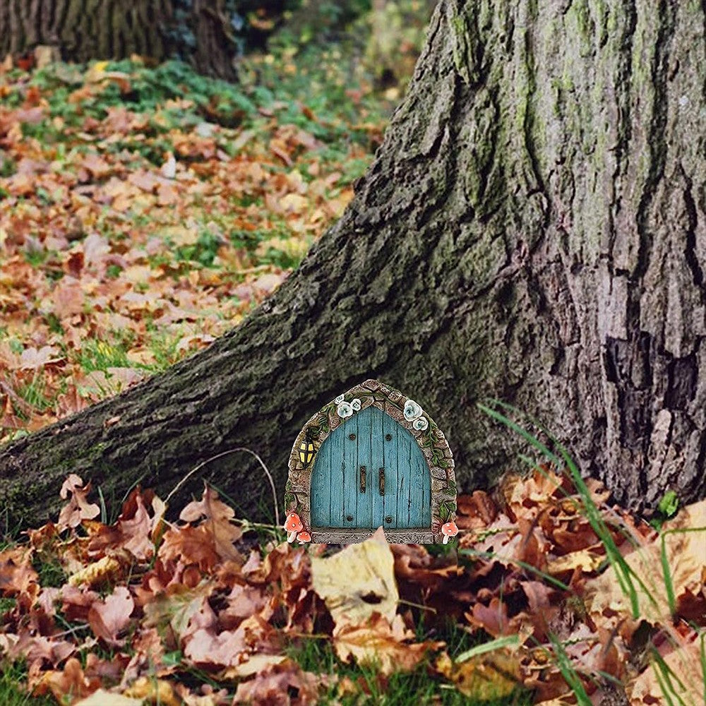 Miniature Fairy Garden Door for Tree Outdoor Garden Decor Sculpture Style 1
