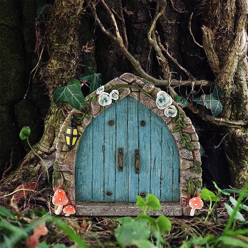 Miniature Fairy Garden Door for Tree Outdoor Garden Decor Sculpture Style 1