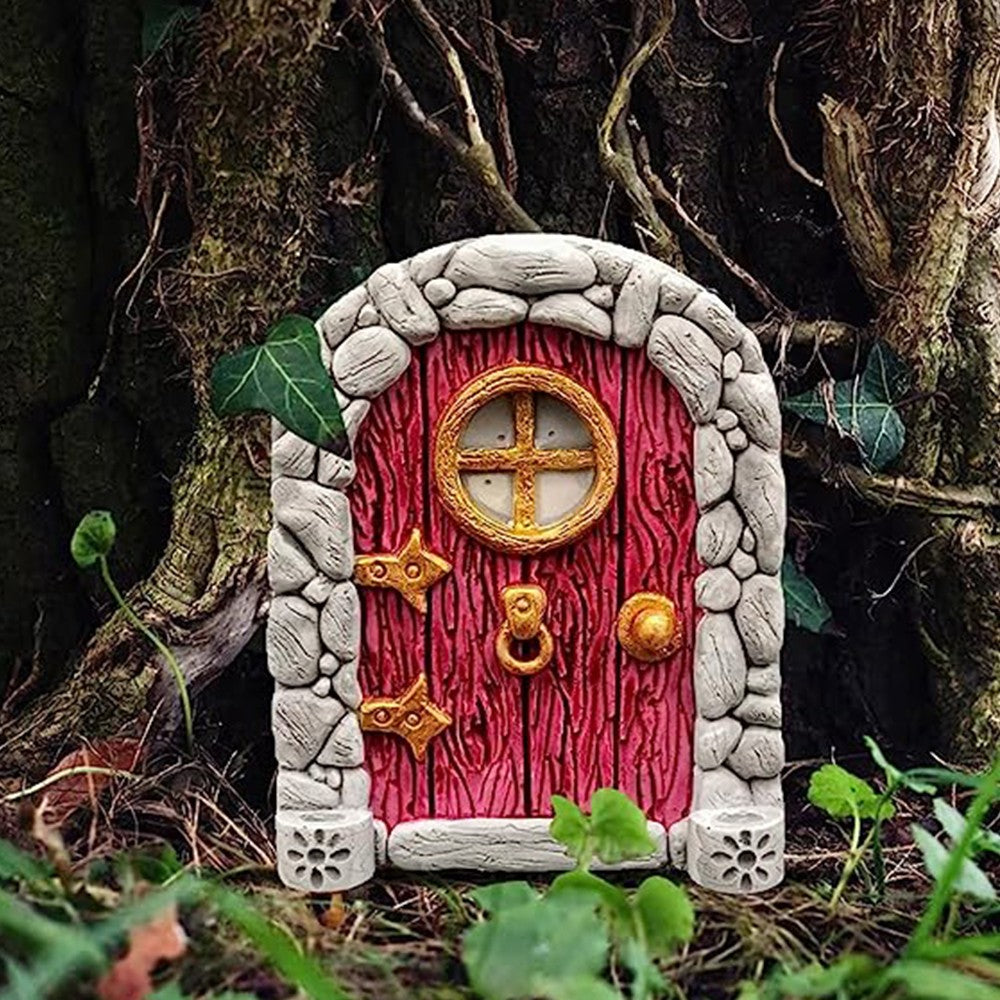 Miniature Fairy Garden Door for Tree Outdoor Garden Decor Sculpture Style 2