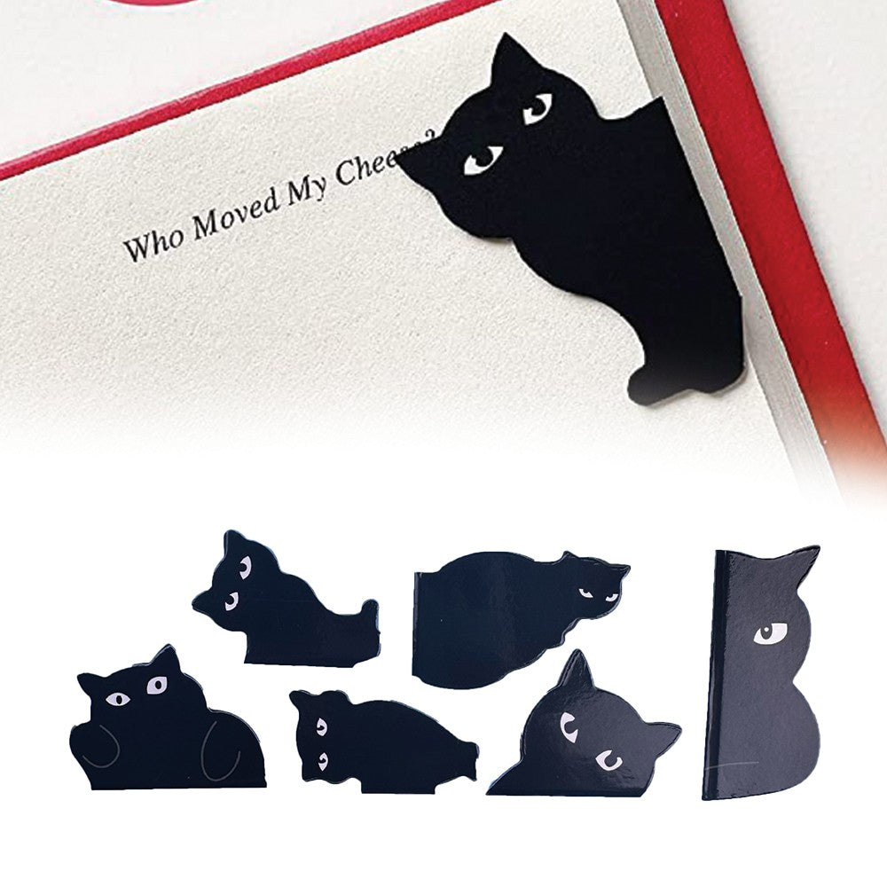 1 X Set of 6Pcs Cute Cat Magnetic Bookmarks Book Page Clips Magnet Book Markers for Book Lovers