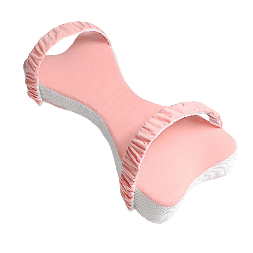 Leg Pillow Memory Foam Knee Pillow Support Pillow for Side Sleepers with Strap Pink