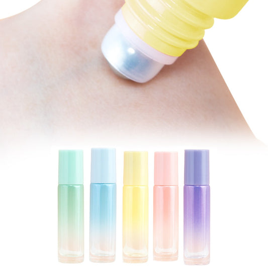 5Pcs 10ml Refillable Essential Oil Roller Ball Bottles Roll on Bottles Essential Oil Dispensing Glass Bottles Random Color