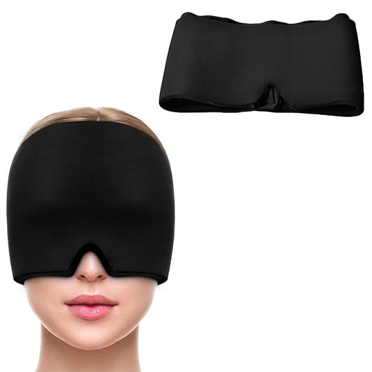 Adjustable Migraine Relief Gel Cap Cold Hot Compress Therapy Headache Relief Hat Black