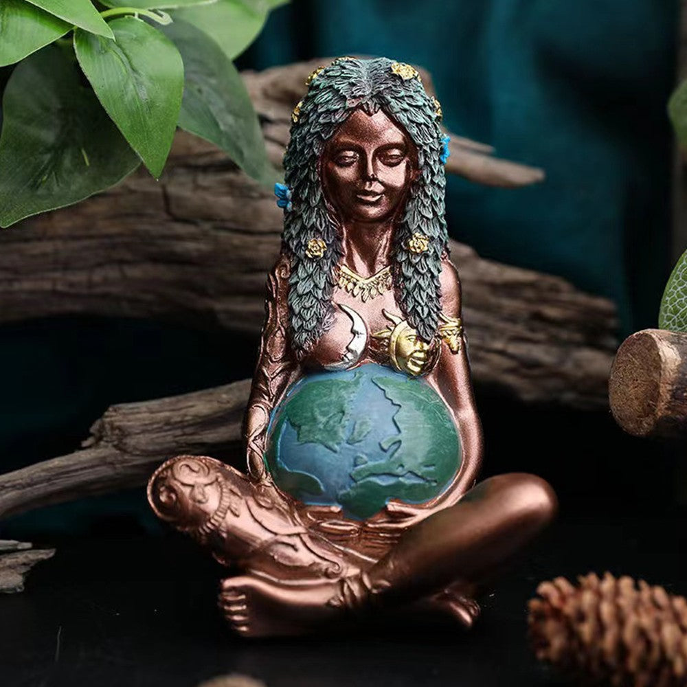 15cm Mother Earth Resin Art Statue Gaia Goddess Figurine Home Decoration