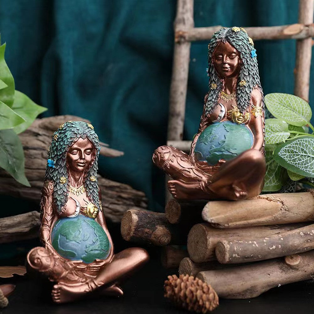 11.5cm Mother Earth Resin Art Statue Gaia Goddess Figurine Home Decoration