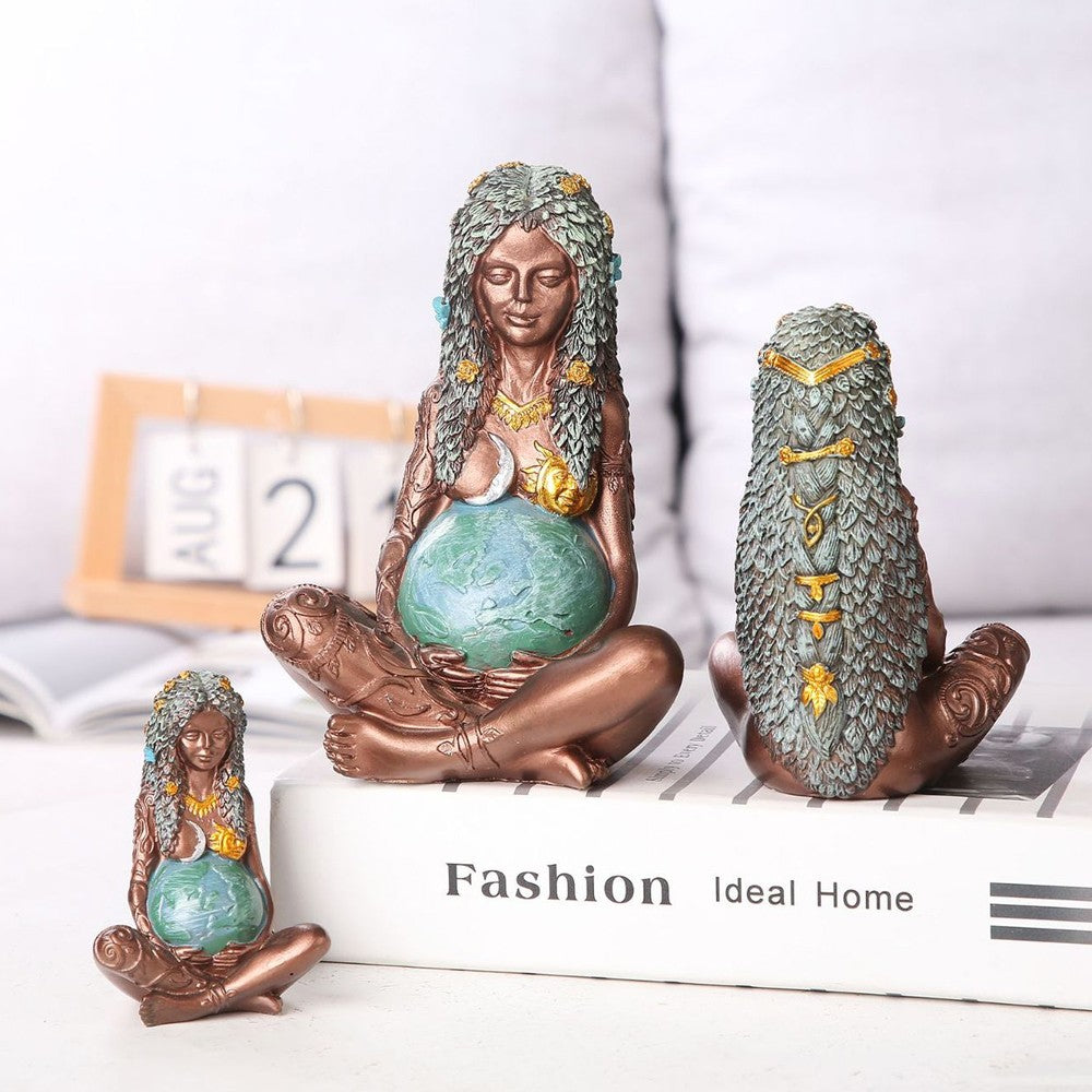 3 X Mother Earth Resin Art Statue Gaia Goddess Figurine Home Decoration