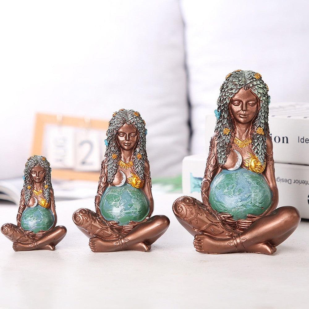 3 X Mother Earth Resin Art Statue Gaia Goddess Figurine Home Decoration