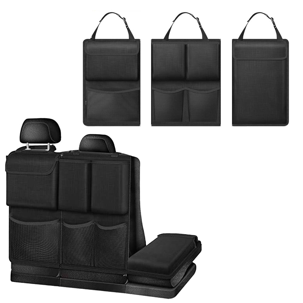 3Pcs Detachable Car Seat Back Organizers Car Storage Hanging Car Interior Black