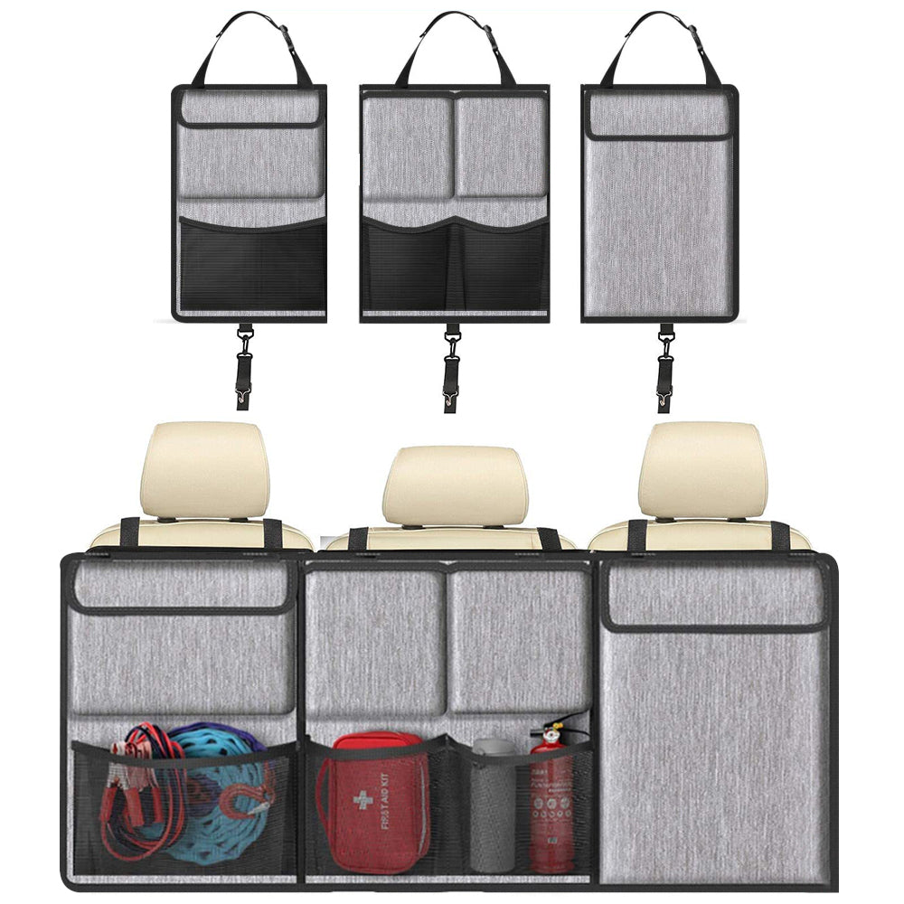 3Pcs Detachable Car Seat Back Organizers Car Storage Hanging Car Interior Grey