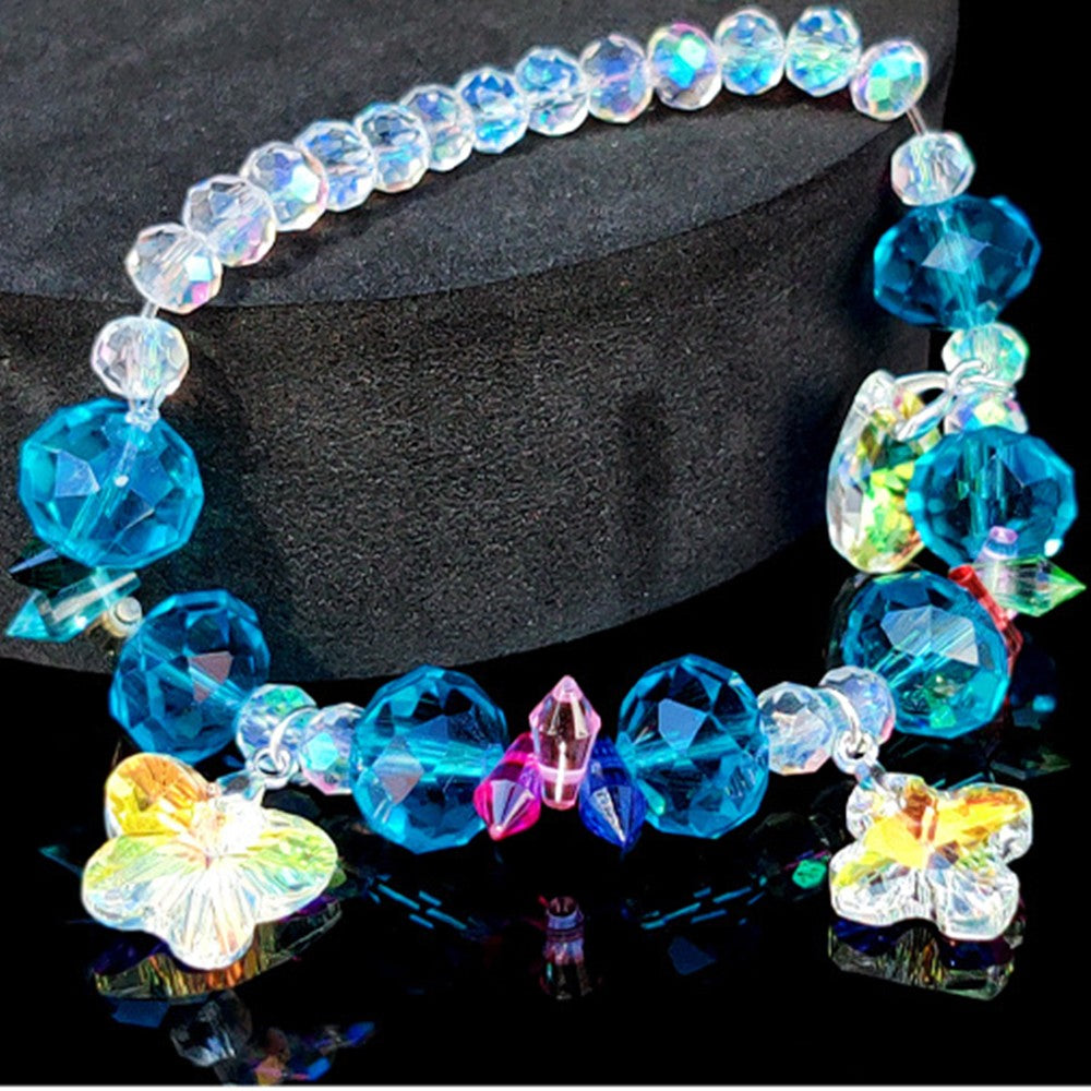 131 Pieces DIY Bracelet Kids Charm Bracelet Making Kit Beads Bracelet DIY Craft Blue