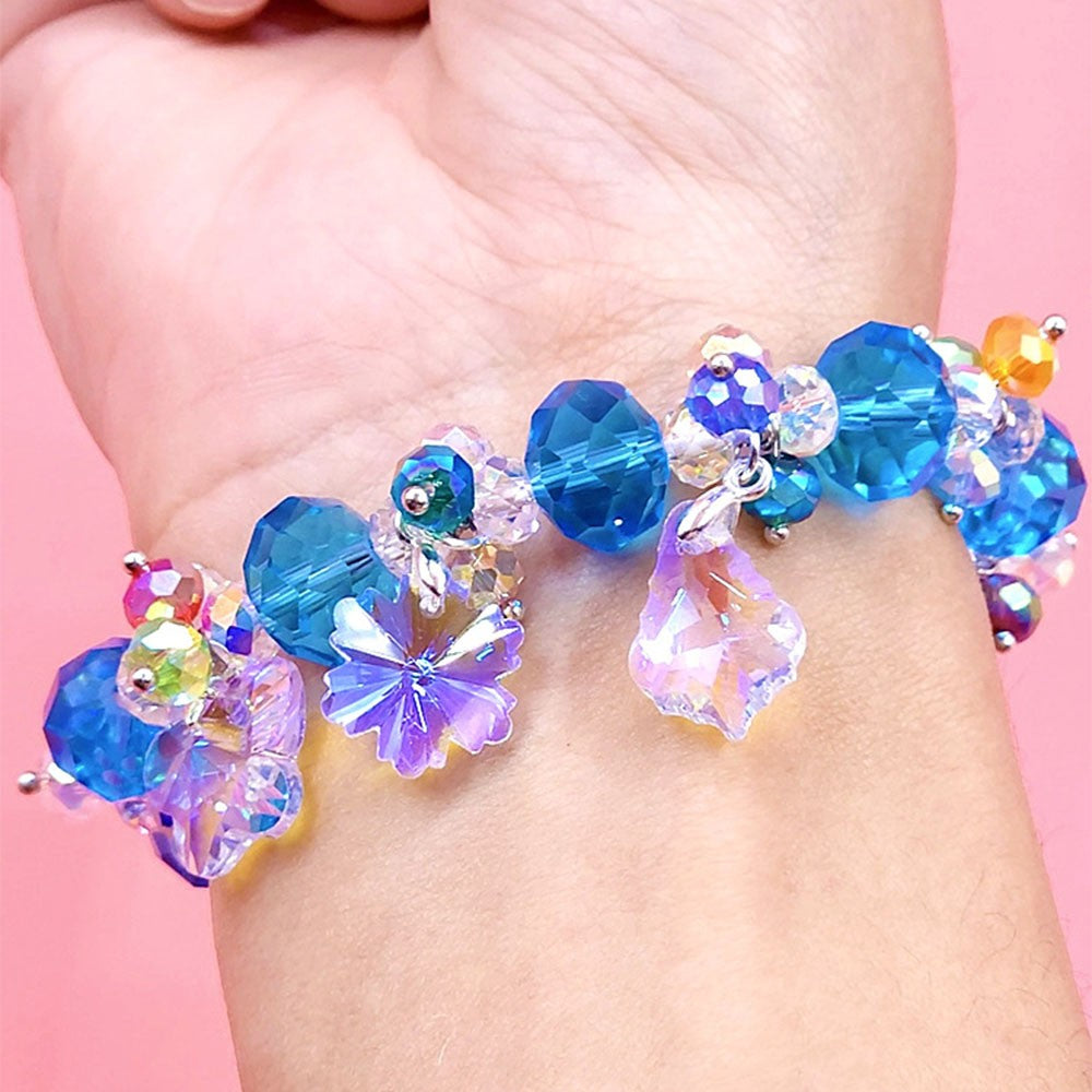 131 Pieces DIY Bracelet Kids Charm Bracelet Making Kit Beads Bracelet DIY Craft Blue