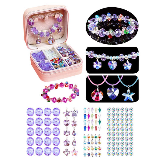 131 Pieces DIY Bracelet Kids Charm Bracelet Making Kit Beads Bracelet DIY Craft Purple