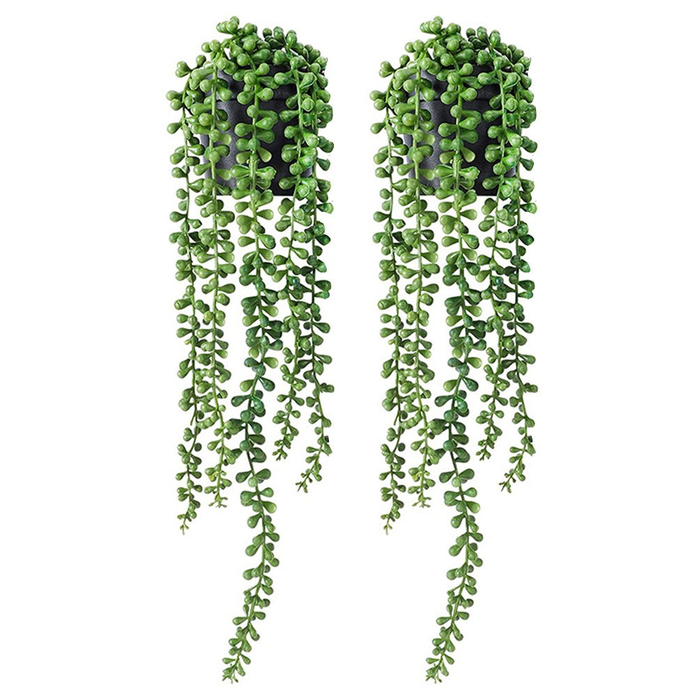2Pcs Artificial Hanging Plants Fake Potted Plant Indoor Outdoor Wall Decoration Style 1