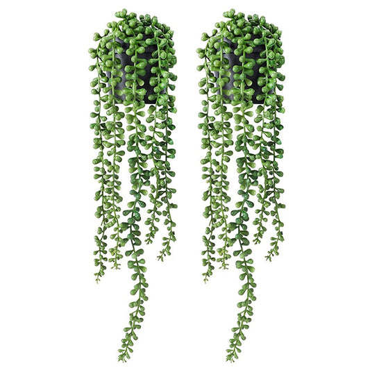 2Pcs Artificial Hanging Plants Fake Potted Plant Indoor Outdoor Wall Decoration Style 1
