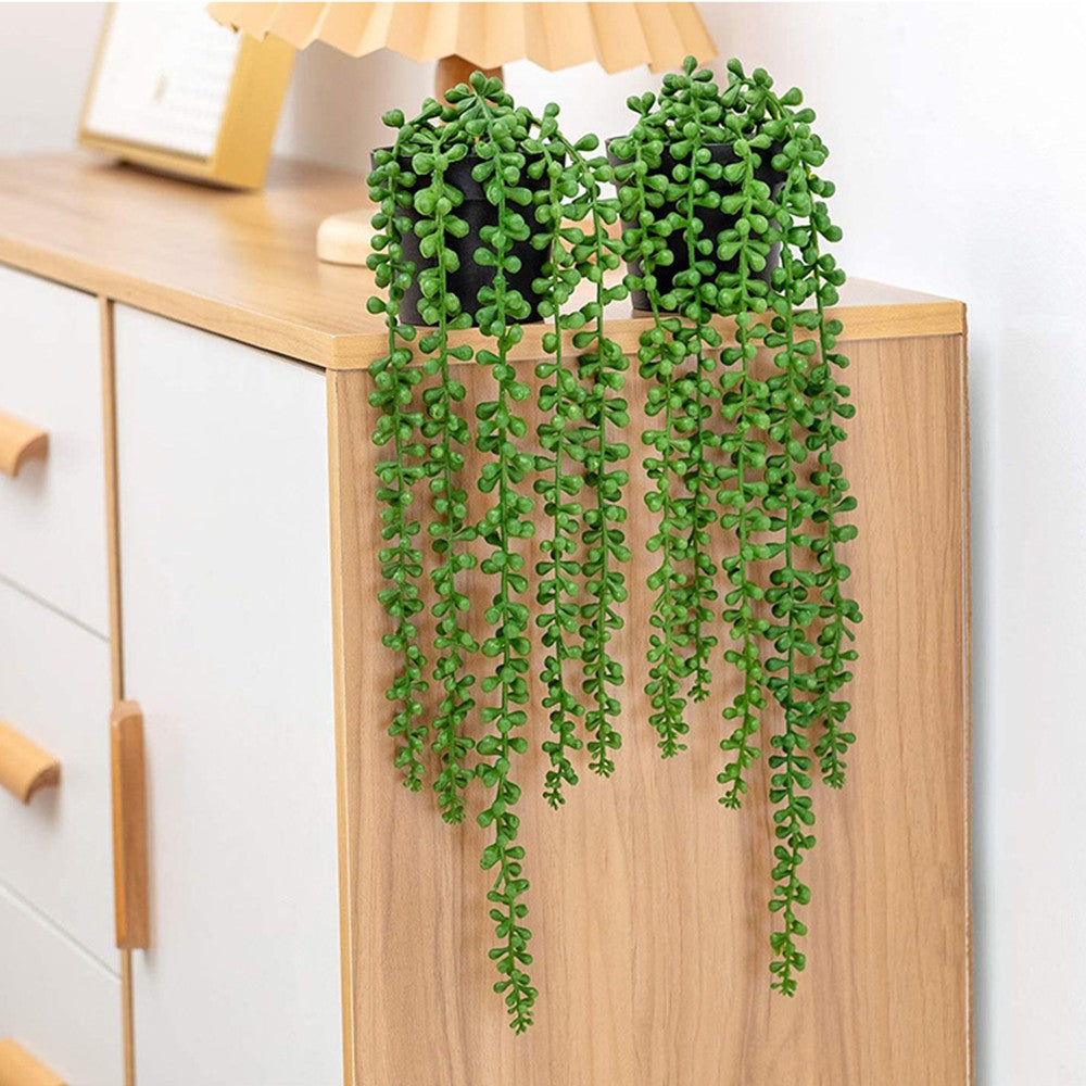 2Pcs Artificial Hanging Plants Fake Potted Plant Indoor Outdoor Wall Decoration Style 1