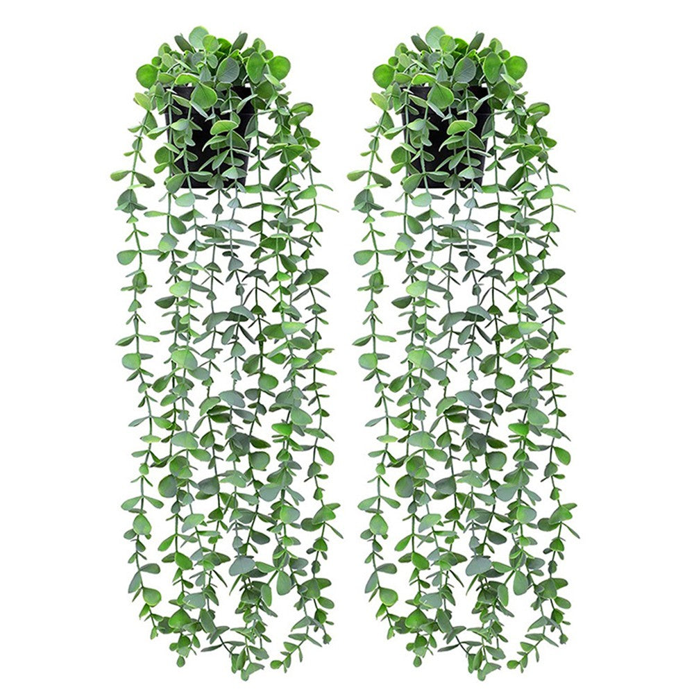 2Pcs Artificial Hanging Plants Fake Potted Plant Indoor Outdoor Wall Decoration Style 2