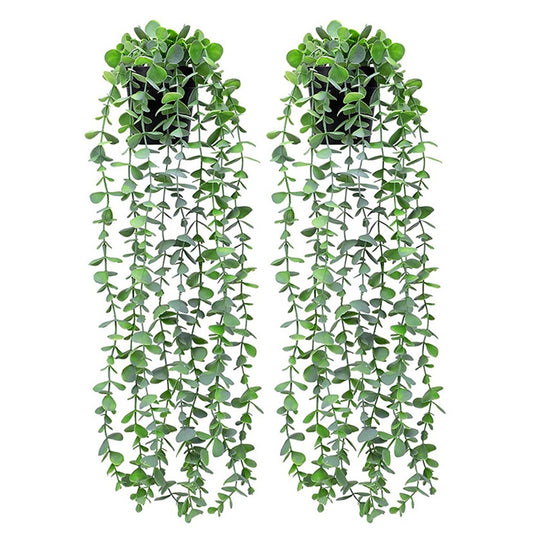 2Pcs Artificial Hanging Plants Fake Potted Plant Indoor Outdoor Wall Decoration Style 2