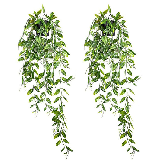 2Pcs Artificial Hanging Plants Fake Potted Plant Indoor Outdoor Wall Decoration Style 4