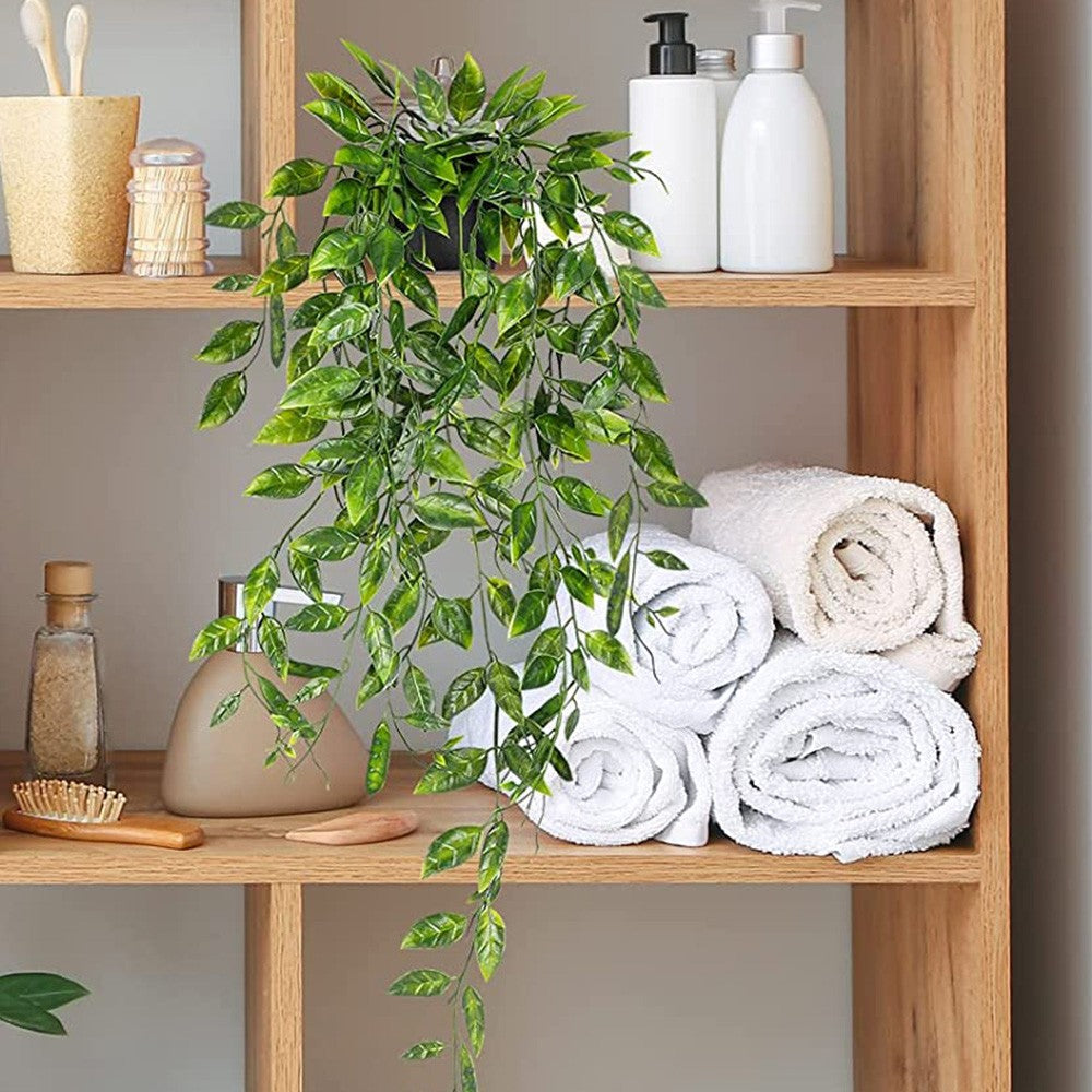 2Pcs Artificial Hanging Plants Fake Potted Plant Indoor Outdoor Wall Decoration Style 4