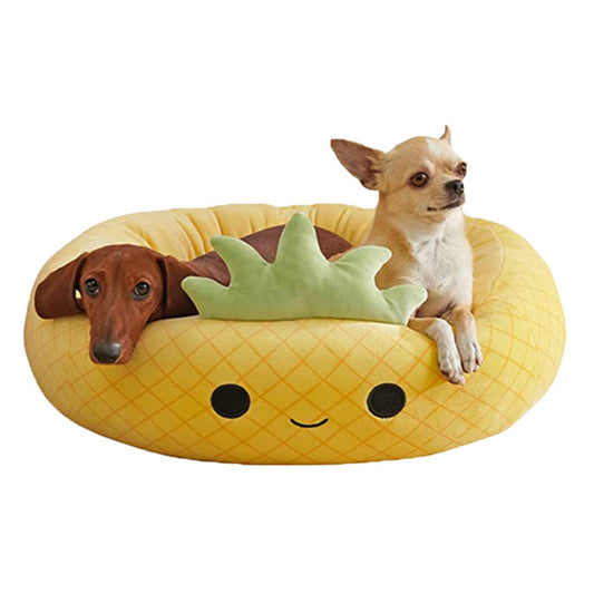 40cm Cartoon Pineapple Pet Bed Cat Dog Calming Sleeping Bed Plush Pet Bed Pet Kennel Bed