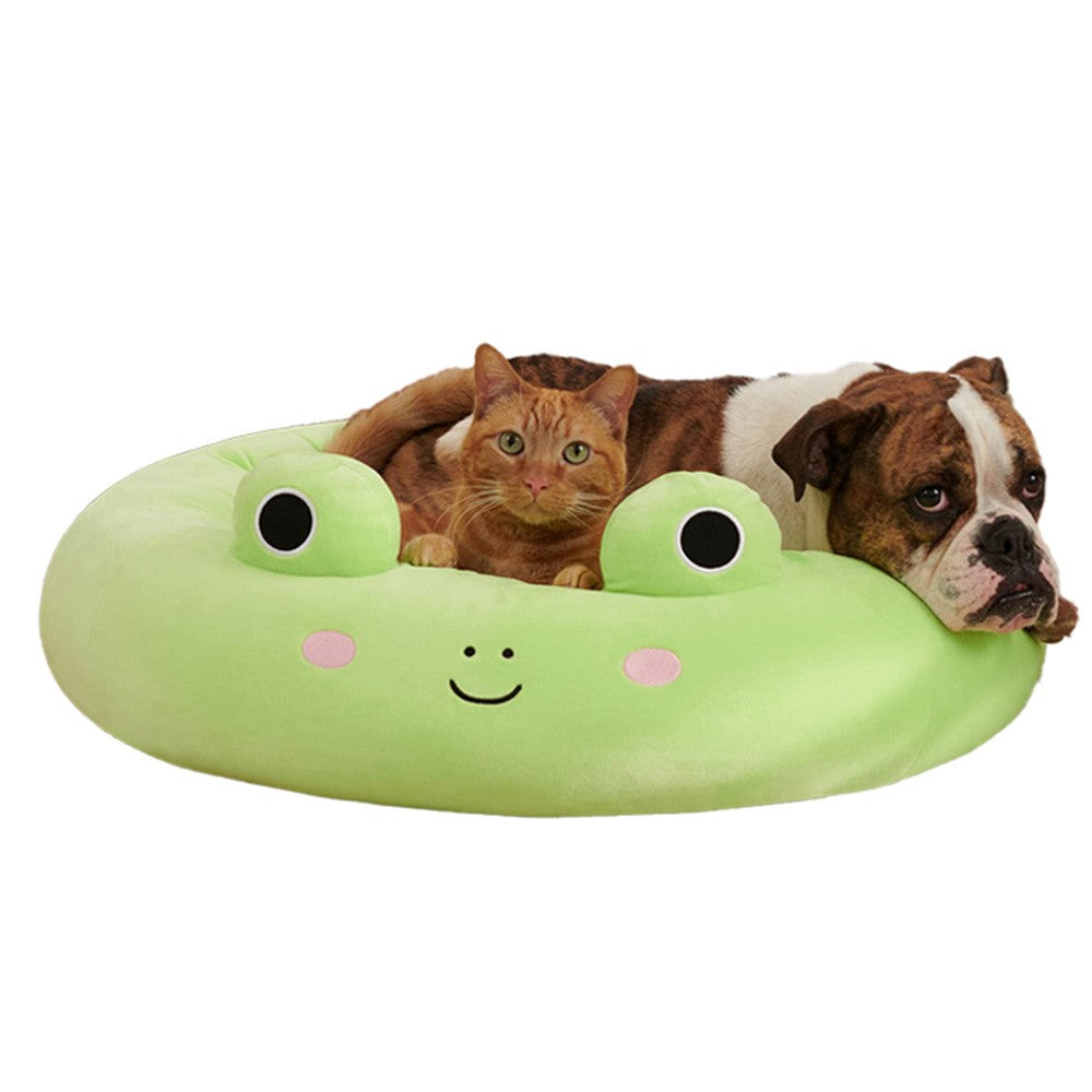 40cm Cartoon Frog Pet Bed Cat Dog Calming Sleeping Bed Plush Pet Bed Pet Kennel Bed