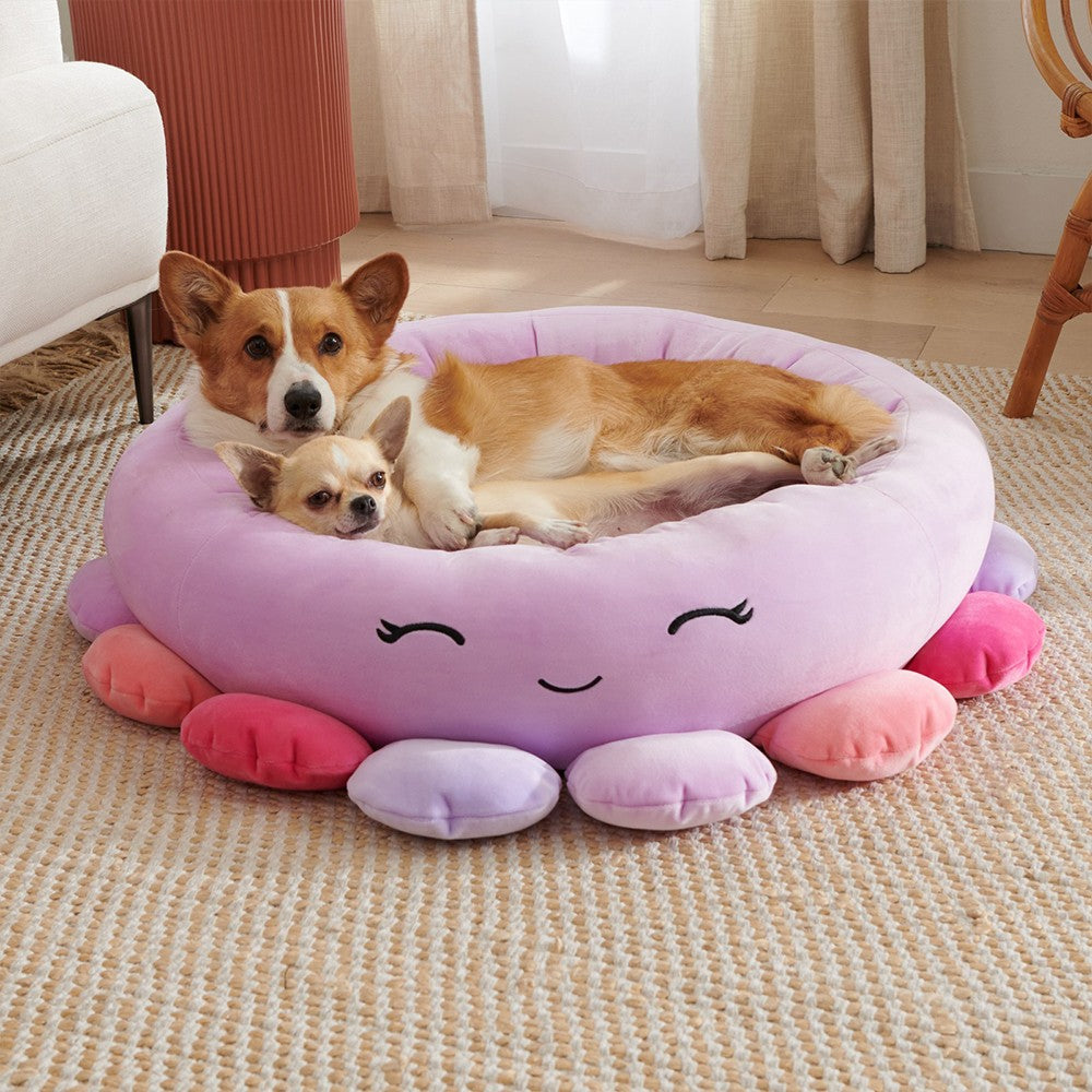40cm Cartoon Octopus Pet Bed Cat Dog Calming Sleeping Bed Plush Pet Bed Pet Kennel Bed