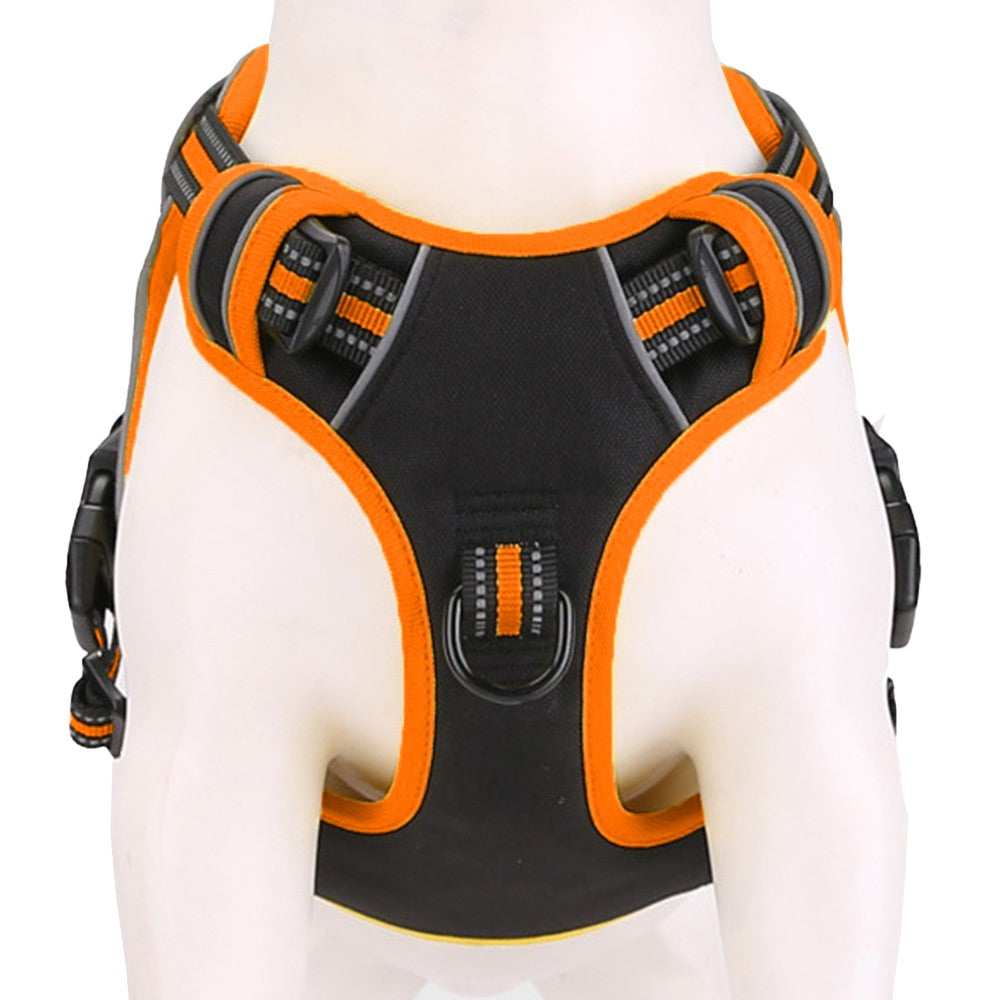 No Pull Dog Harness and Leash Set Adjustable Reflective Pet Vest Orange M