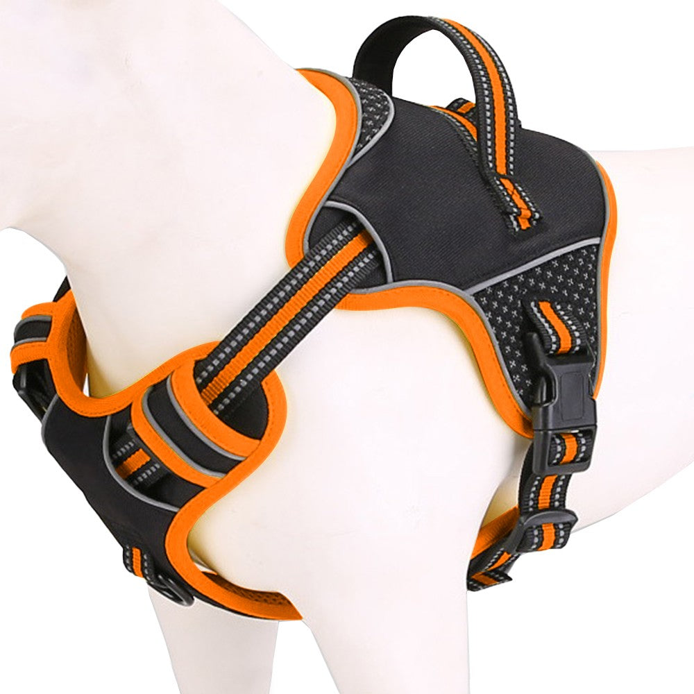 No Pull Dog Harness and Leash Set Adjustable Reflective Pet Vest Orange L