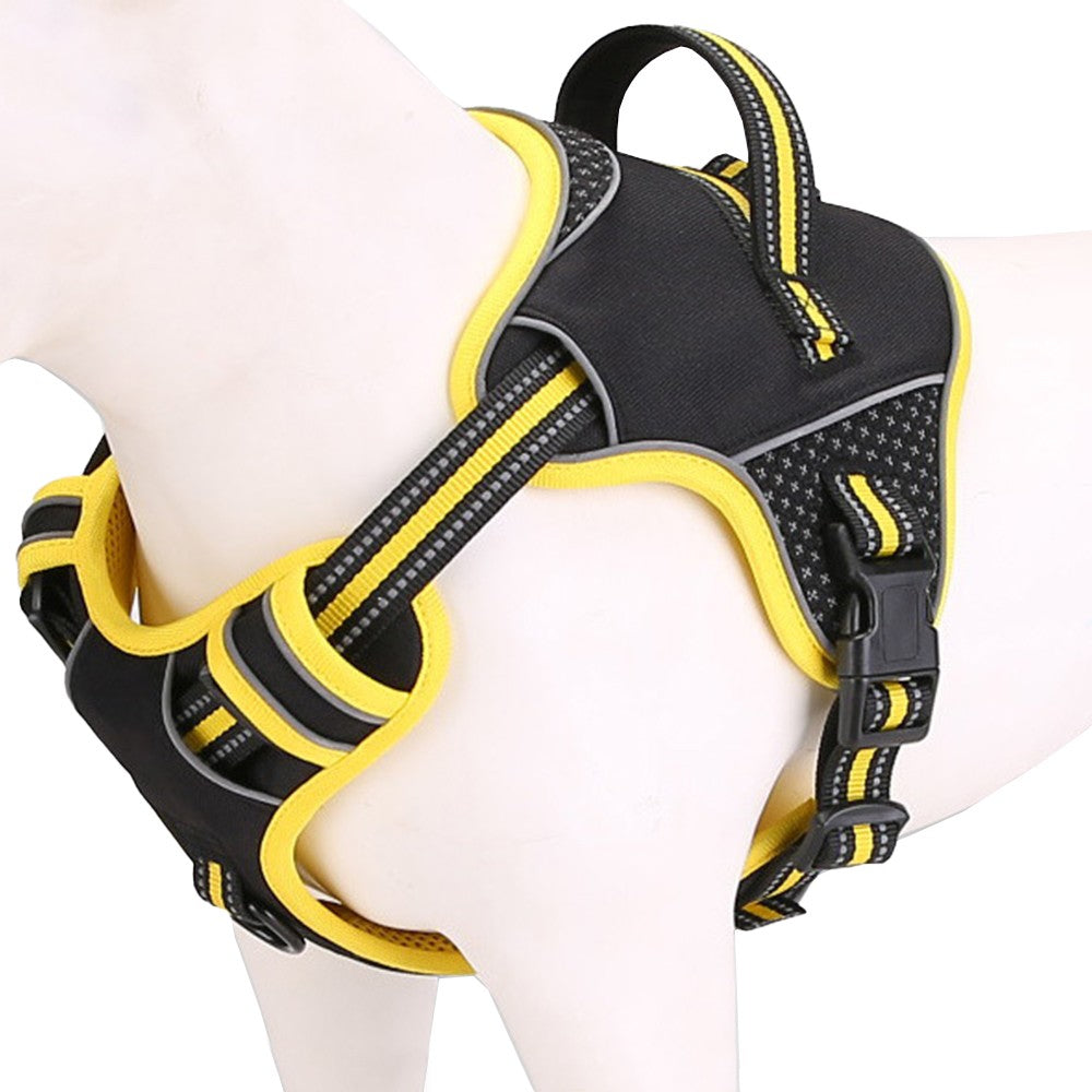 No Pull Dog Harness and Leash Set Adjustable Reflective Pet Vest Yellow S