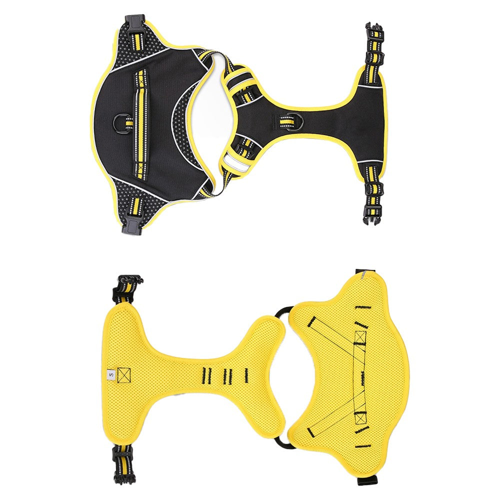 No Pull Dog Harness and Leash Set Adjustable Reflective Pet Vest Yellow M