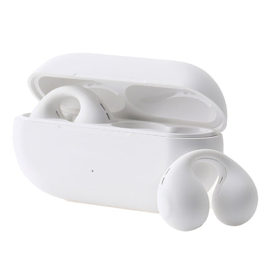 Bluetooth 5.3 Bone Conduction Headphones TWS Ear-Clip Earbuds Wireless Sports Headset White