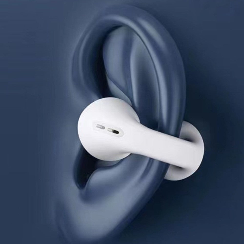 Bluetooth 5.3 Bone Conduction Headphones TWS Ear-Clip Earbuds Wireless Sports Headset White