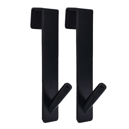 2Pcs Bathroom Over Door Hooks Frameless Glass Door Hook Stainless Steel Towel Hanger Black