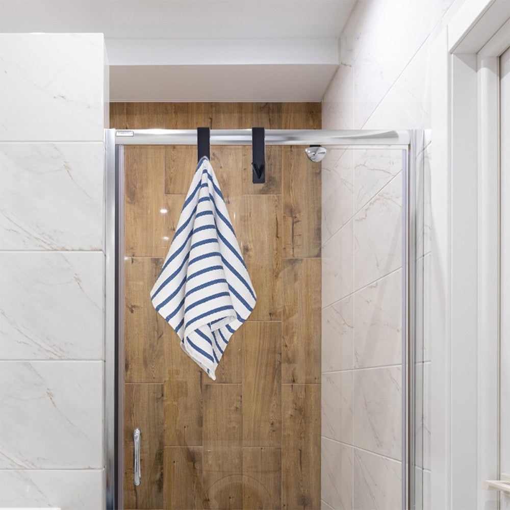 2Pcs Bathroom Over Door Hooks Frameless Glass Door Hook Stainless Steel Towel Hanger Black