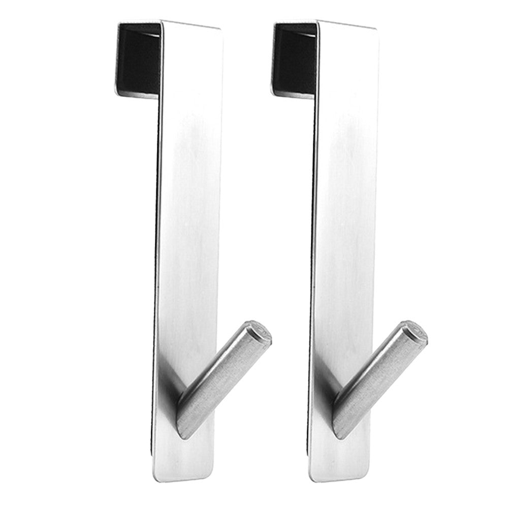 2Pcs Bathroom Over Door Hooks Frameless Glass Door Hook Stainless Steel Towel Hanger Silver