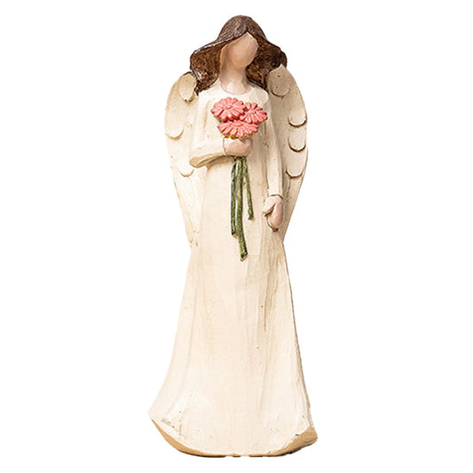 15cm Resin Angel Figurine Hand-Painted Praying Angel Statue Desktop Sculpture Home Decoration Beige