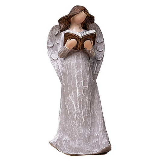 15cm Resin Angel Figurine Hand-Painted Praying Angel Statue Desktop Sculpture Home Decoration Grey