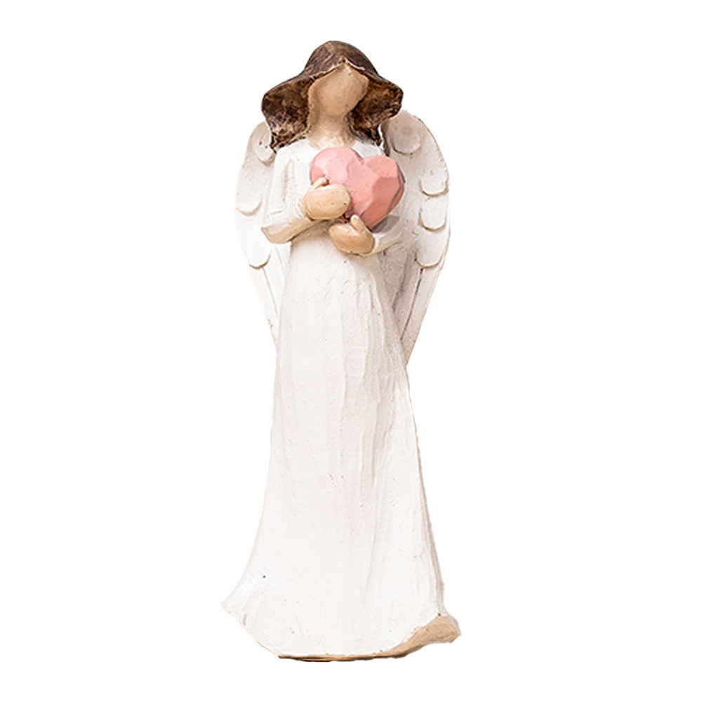 15cm Resin Angel Figurine Hand-Painted Praying Angel Statue Desktop Sculpture Home Decoration White