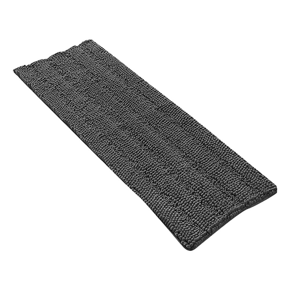 122x43cm Chenille Bath Mat Non Slip Floor Mat Thick Striped Shag Runner Dark Grey