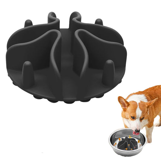 Pet Slow Feeder Dog Bowls Insert Licking Mat Silicone Pet Slow Feeding Mat Black