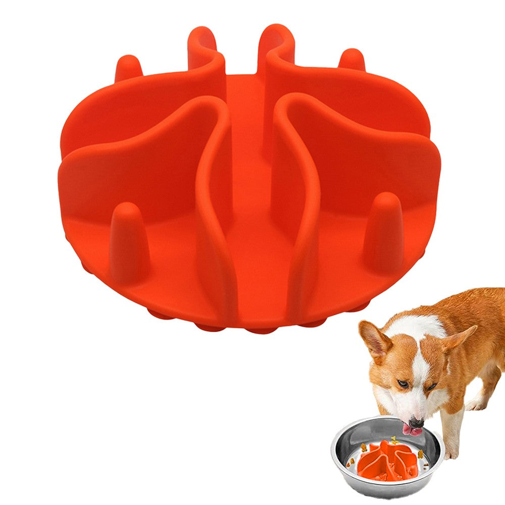 Pet Slow Feeder Dog Bowls Insert Licking Mat Silicone Pet Slow Feeding Mat Orange