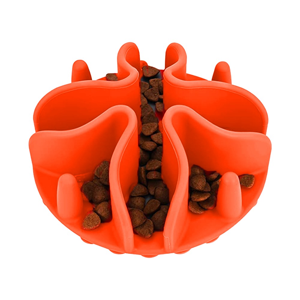 Pet Slow Feeder Dog Bowls Insert Licking Mat Silicone Pet Slow Feeding Mat Orange