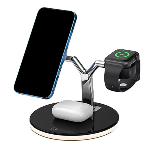3-in-1 Magnetic Qi Wireless Charger Fast Charging Dock Charging Station Black