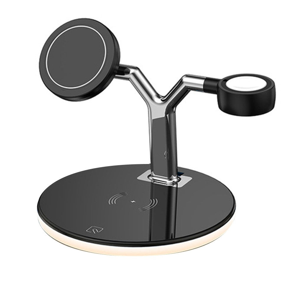 3-in-1 Magnetic Qi Wireless Charger Fast Charging Dock Charging Station Black