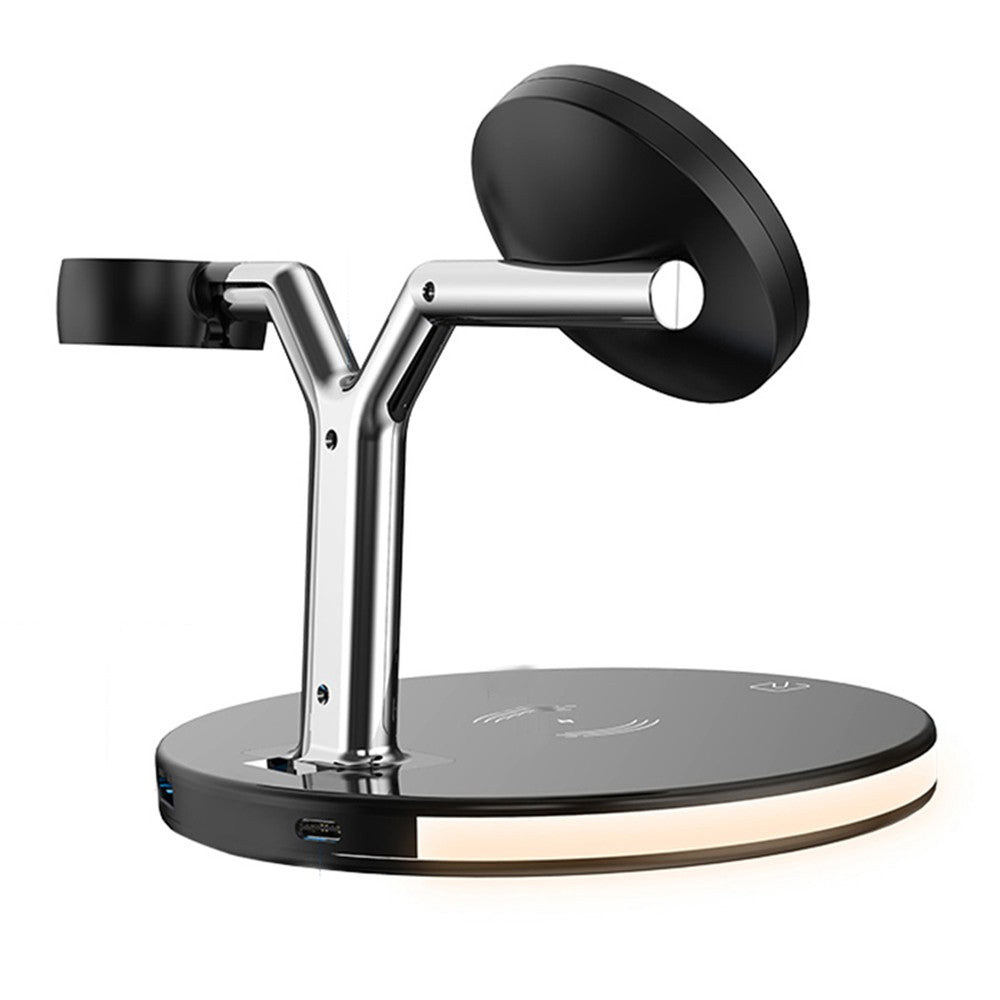 3-in-1 Magnetic Qi Wireless Charger Fast Charging Dock Charging Station Black