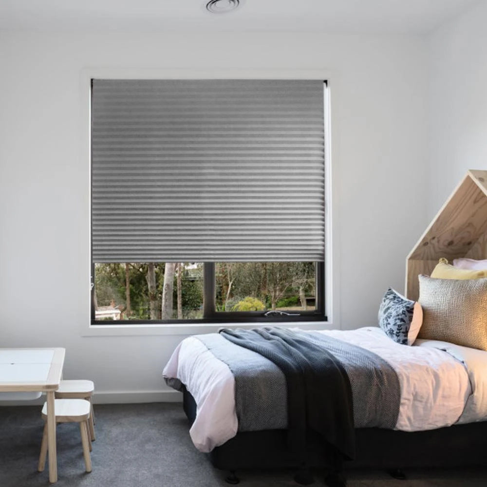 180x60cm Grey Window Shades Pleated Blinds Light Blocking Pleated Shades