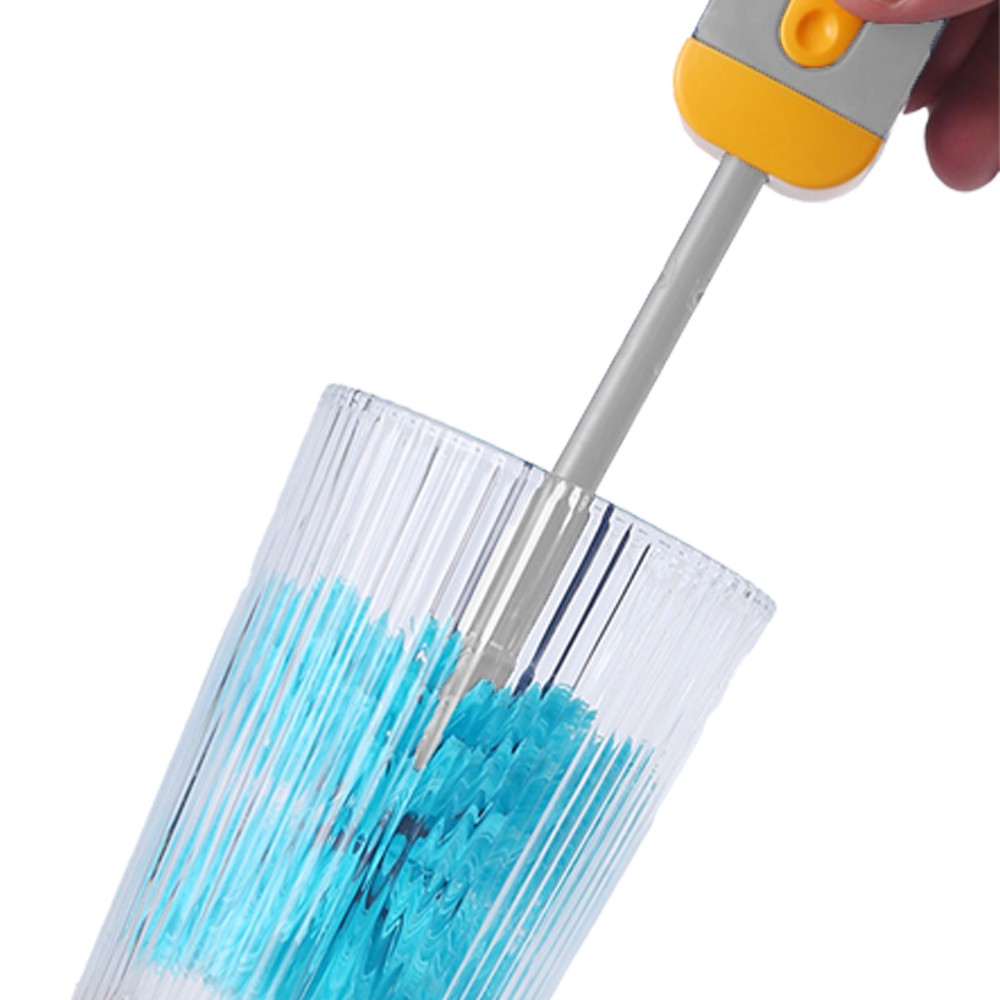 4-in-1 Retractable Cup Cleaning Brush Multifunctional Cup Crevice Cleaning Brush Grey